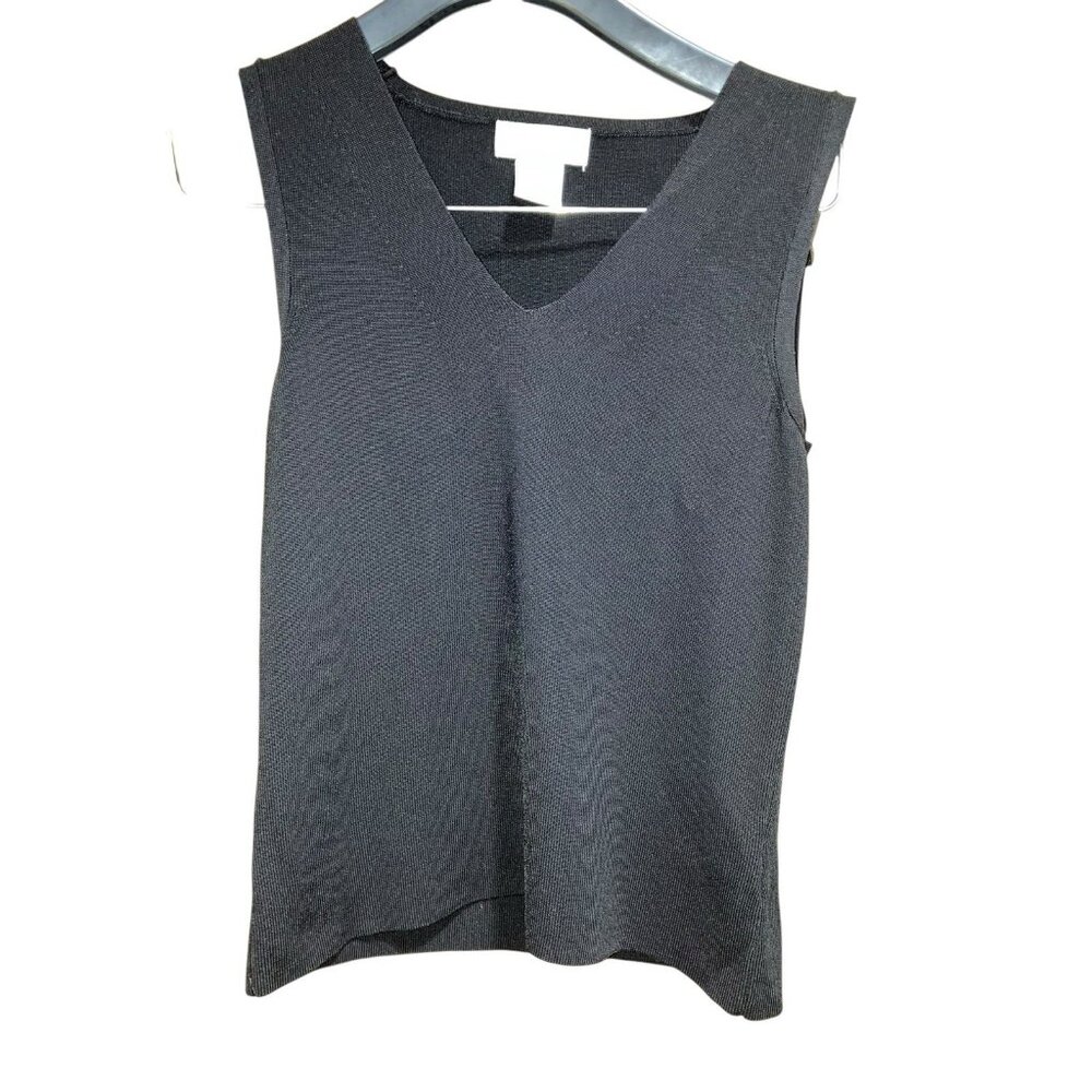 Lot of 2 Worthington Petite S Knit Tank Top Black/Teal Sleeveless V-Neck Shells